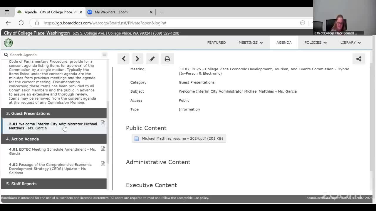 Interim city administrator Mathias outlines development focus on lakeside projects and TIF coordination