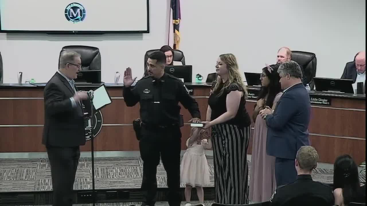 Chandler Watts sworn in as Mooresville Police Officer after military service