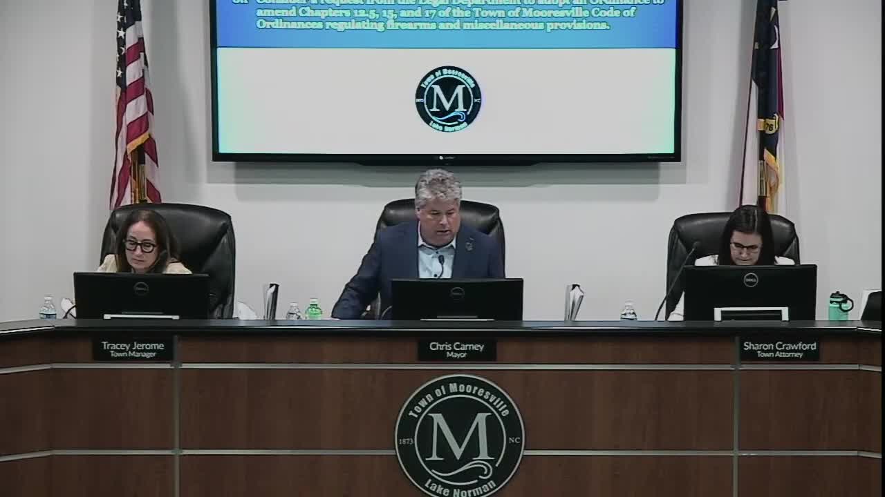Mooresville Commission reviews ordinance changes for firearms and public safety regulations