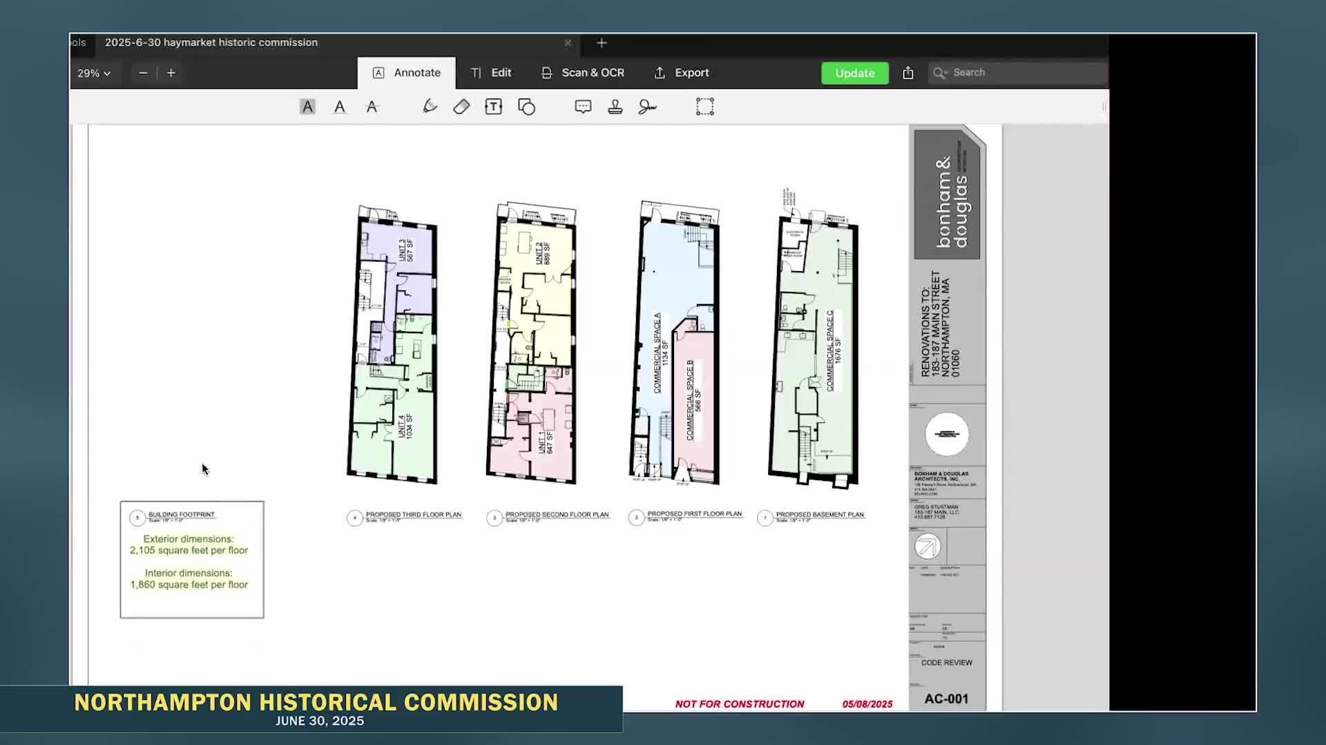 Commission hears detailed renovation plan for former Haymarket building; state tax-credit letter requested