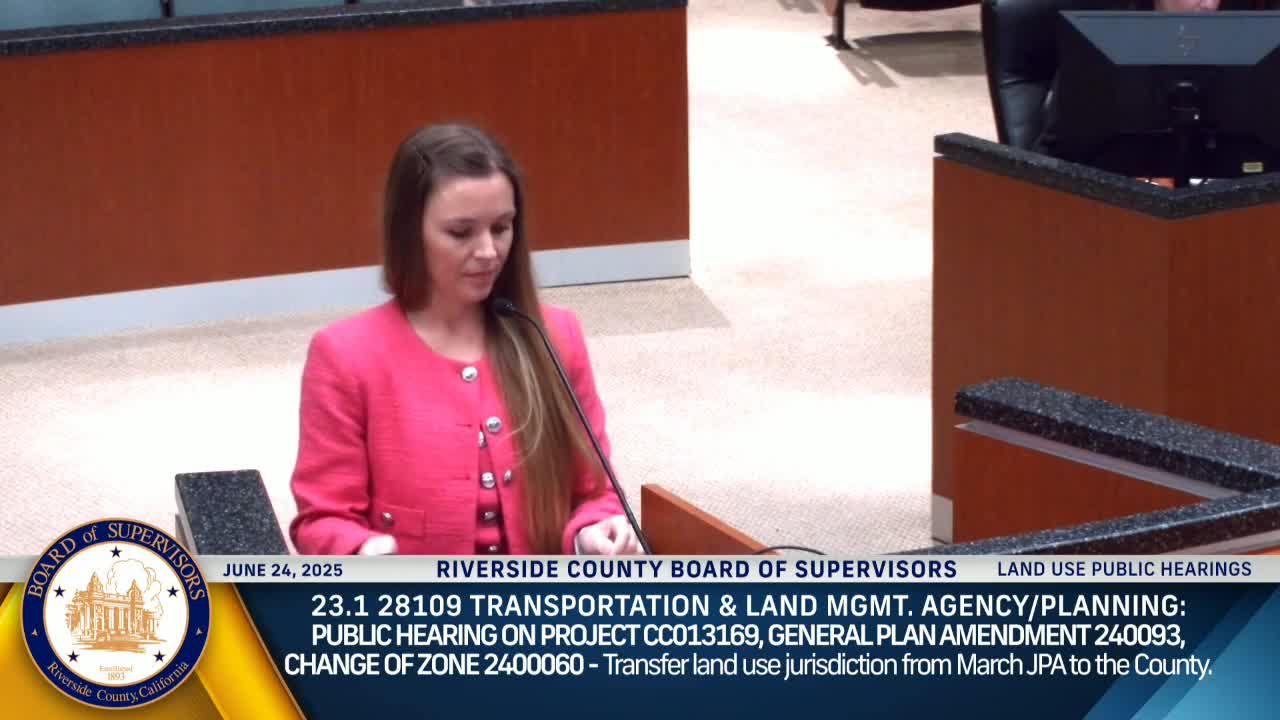 Board accepts March JPA land-use jurisdiction and adopts administrative area plan; tribes seek additional policy language