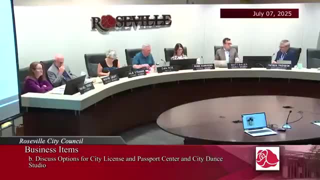 After debate, Roseville council votes 3‑2 to build city‑owned license/passport center and dance studio as part of maintenance‑facility plan