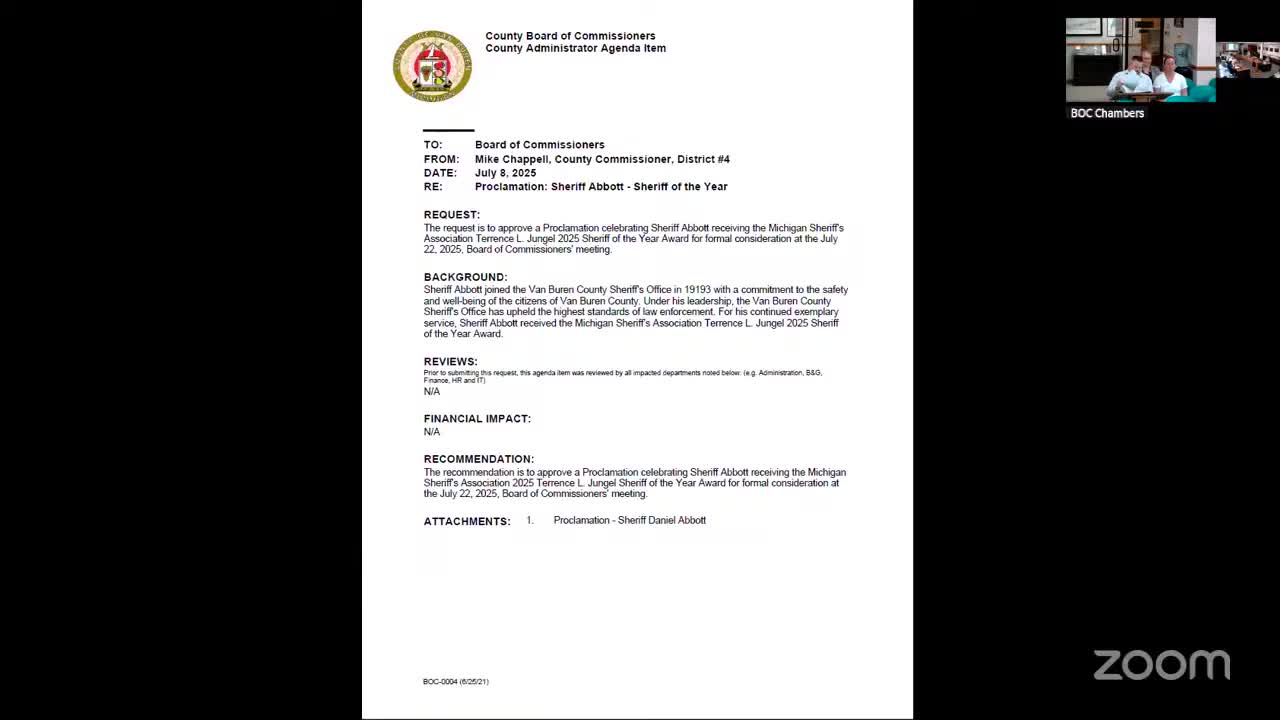 County Board approves Sheriff Abbott's proclamation after July 4 incident