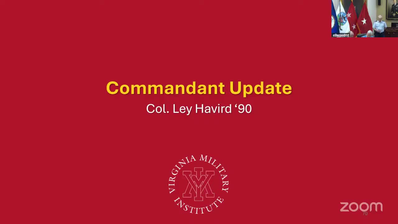 VMI commandant reports improved conduct and new fitness standards; fitness probation proposed