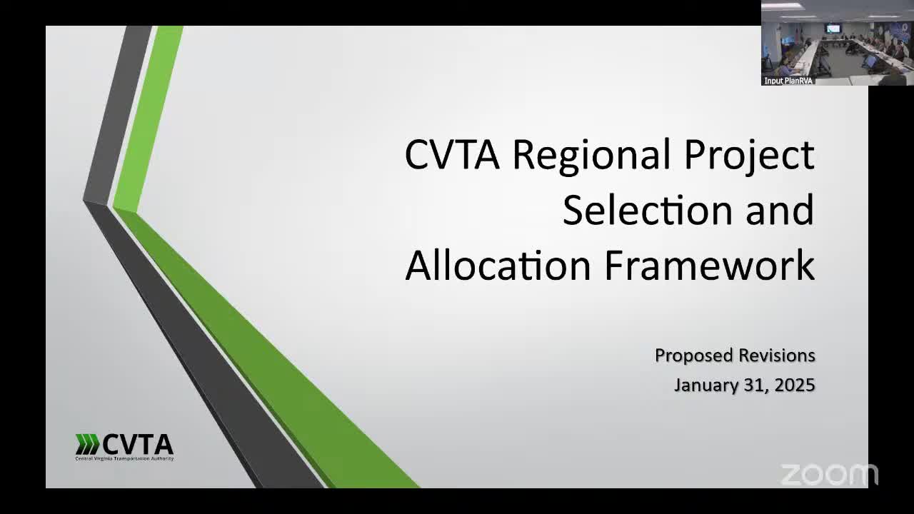 Central Virginia Transportation Authority updates regional project-selection framework, approves funding and process items