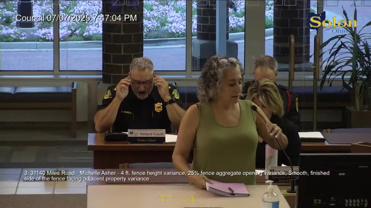 Council approves variances for 31140 Miles Road fence after extended debate over shed option