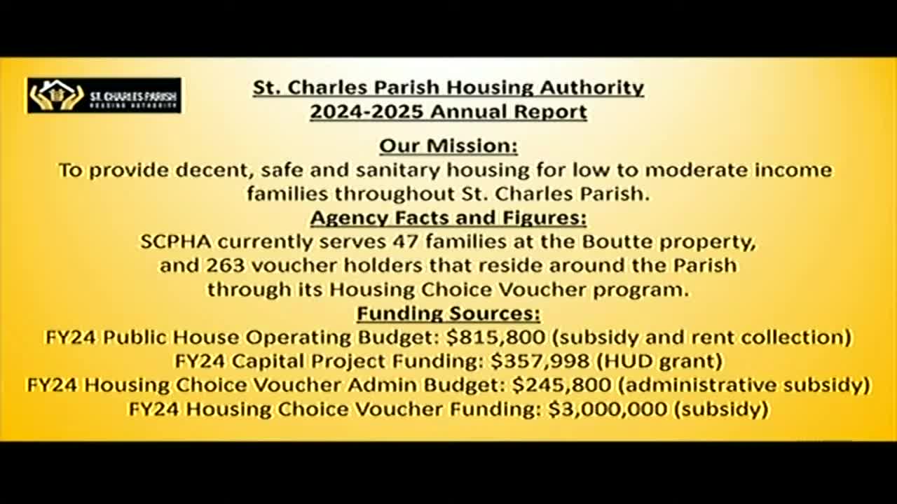 Saint Charles Parish Housing Authority reports major program improvements and redevelopment plans