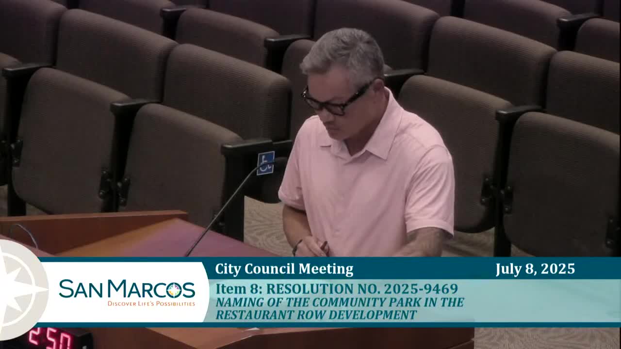 San Marcos Council reviews park naming for North City and Restaurant Row developments