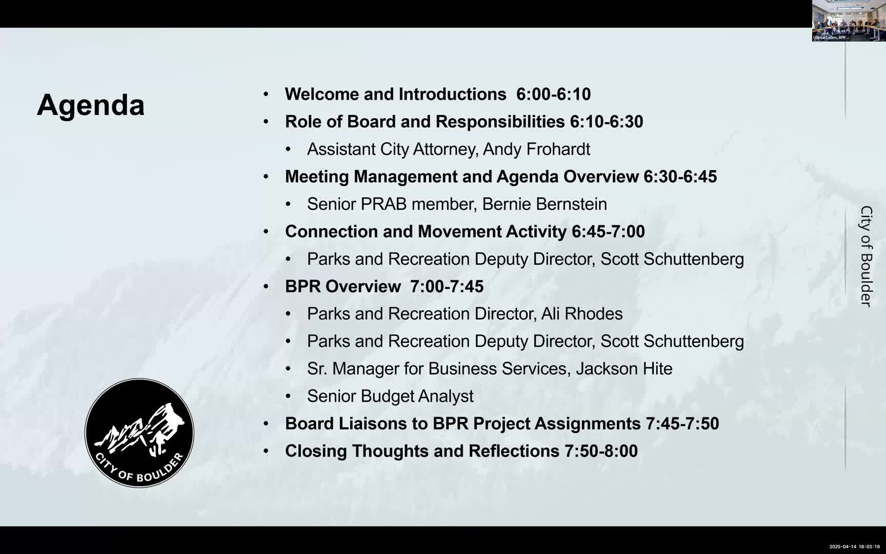 New PRAB members briefed on roles, legal limits and meeting rules