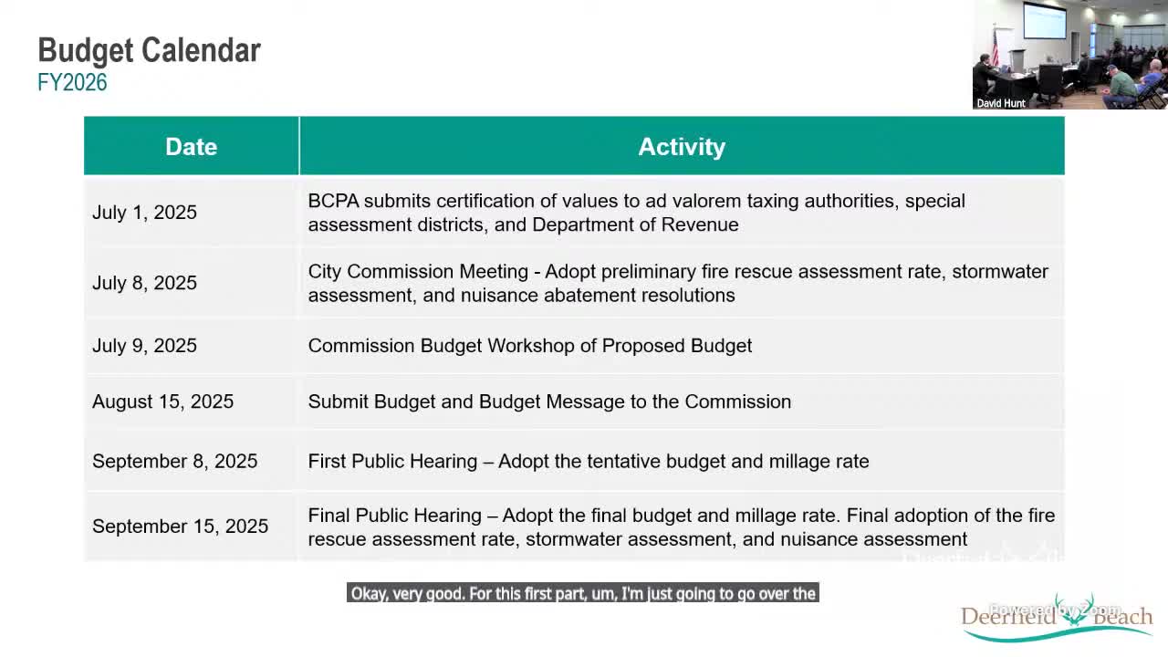 Deerfield Beach trims FY2026 budget by $59 million; staff proposes raising reserves to 30%