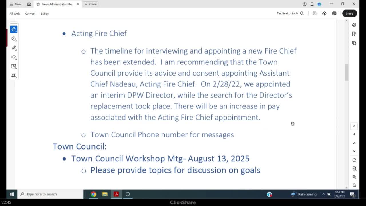 Council appoints David Nadeau as acting fire chief amid recruitment delays