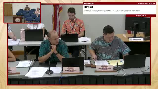 Committee clarifies eligibility for housing tax credits created under Act 31 (SLH 2024) for projects approved before 2021 repeal date