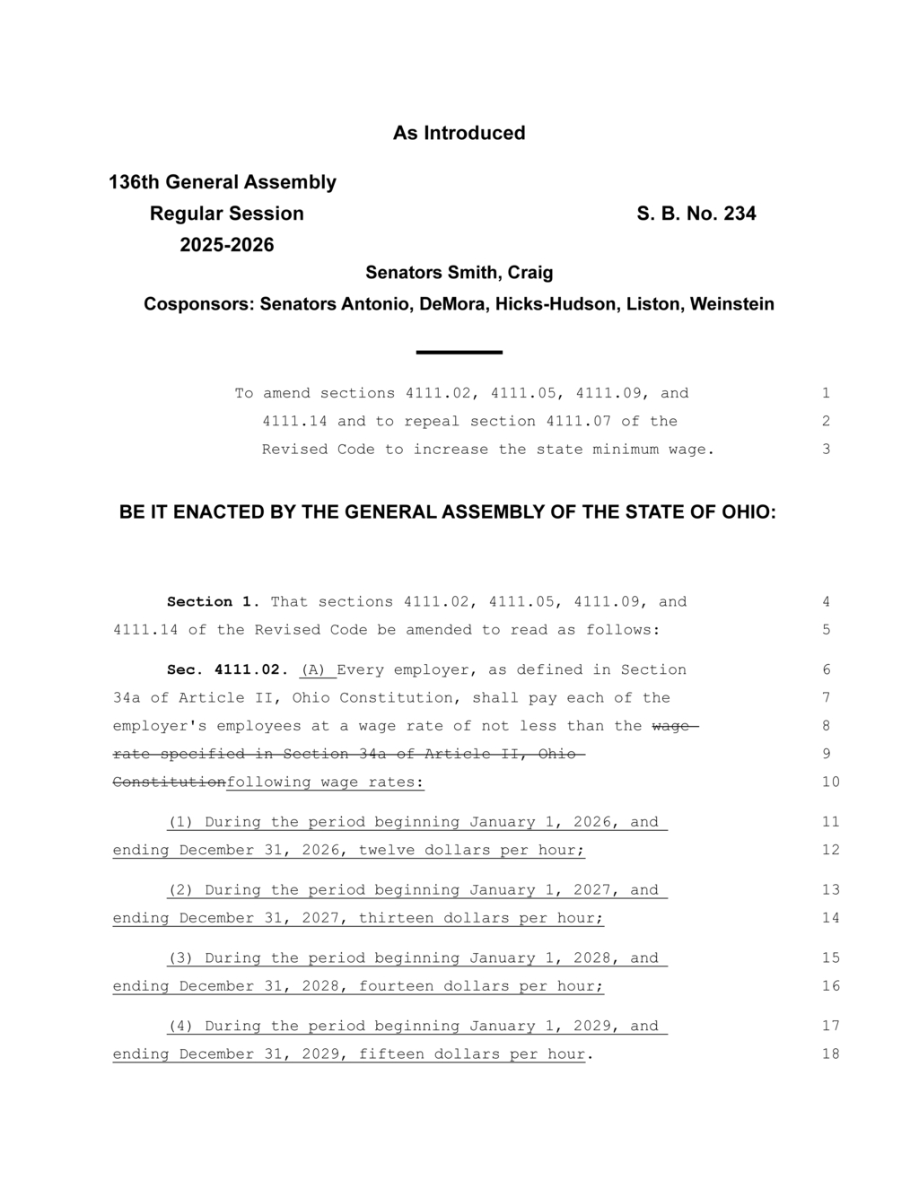 Ohio adjusts minimum wage annually based on constitutional guidelines starting 2029