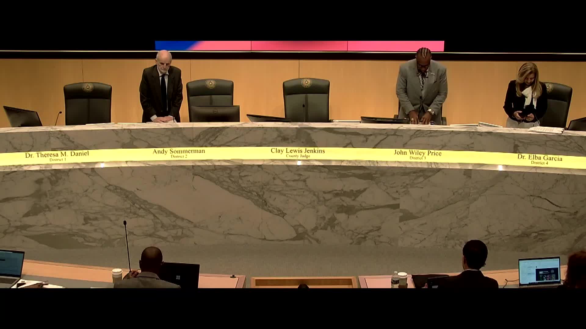 Pastor Karen Belknap leads Dallas County Commissioners Court invocation