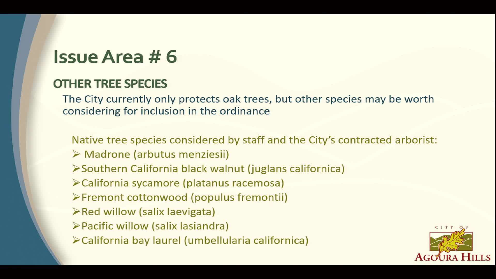 Agoura Hills City Council considers protecting California Sycamore and Black Walnut trees