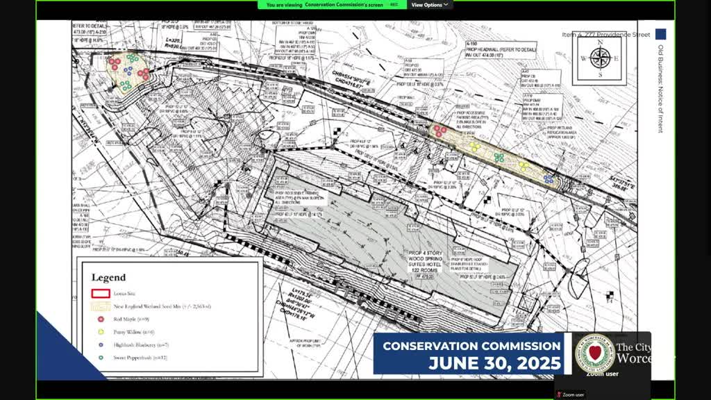 Developer revises Providence Street plans with wetland replication; staff seeks separation from infiltration unit