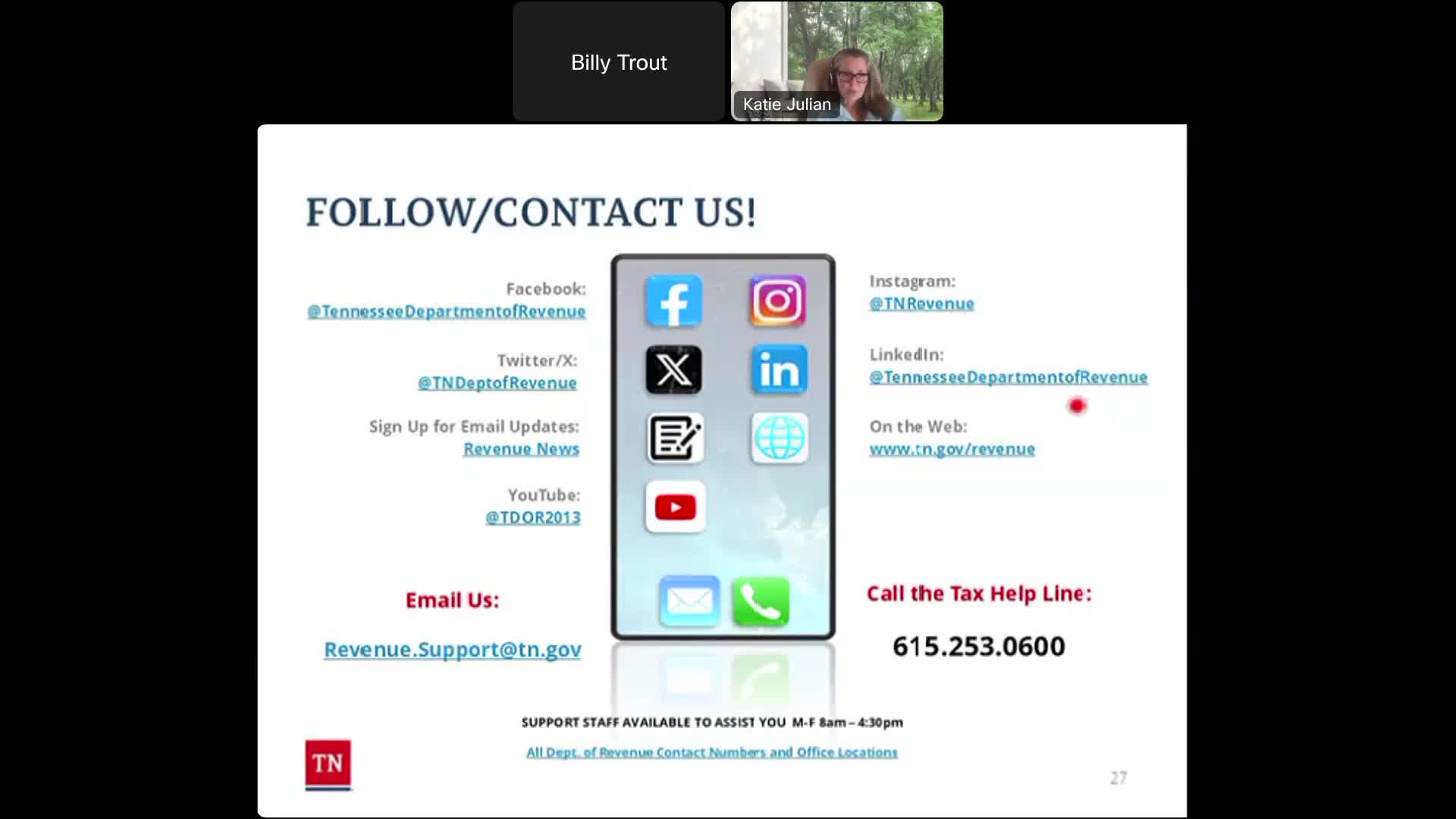 Tennessee Revenue Department announces tax helpline and free monthly webinars