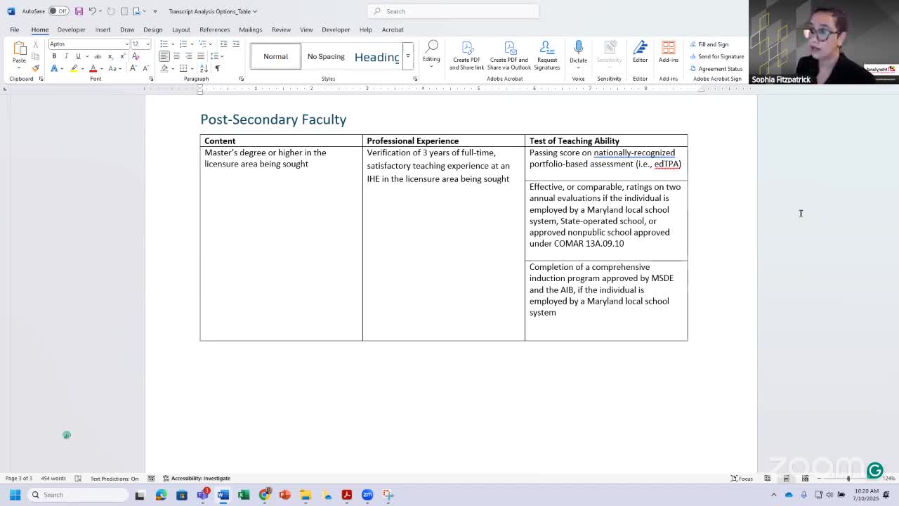 Maryland outlines new teacher certification requirements for post secondary educators