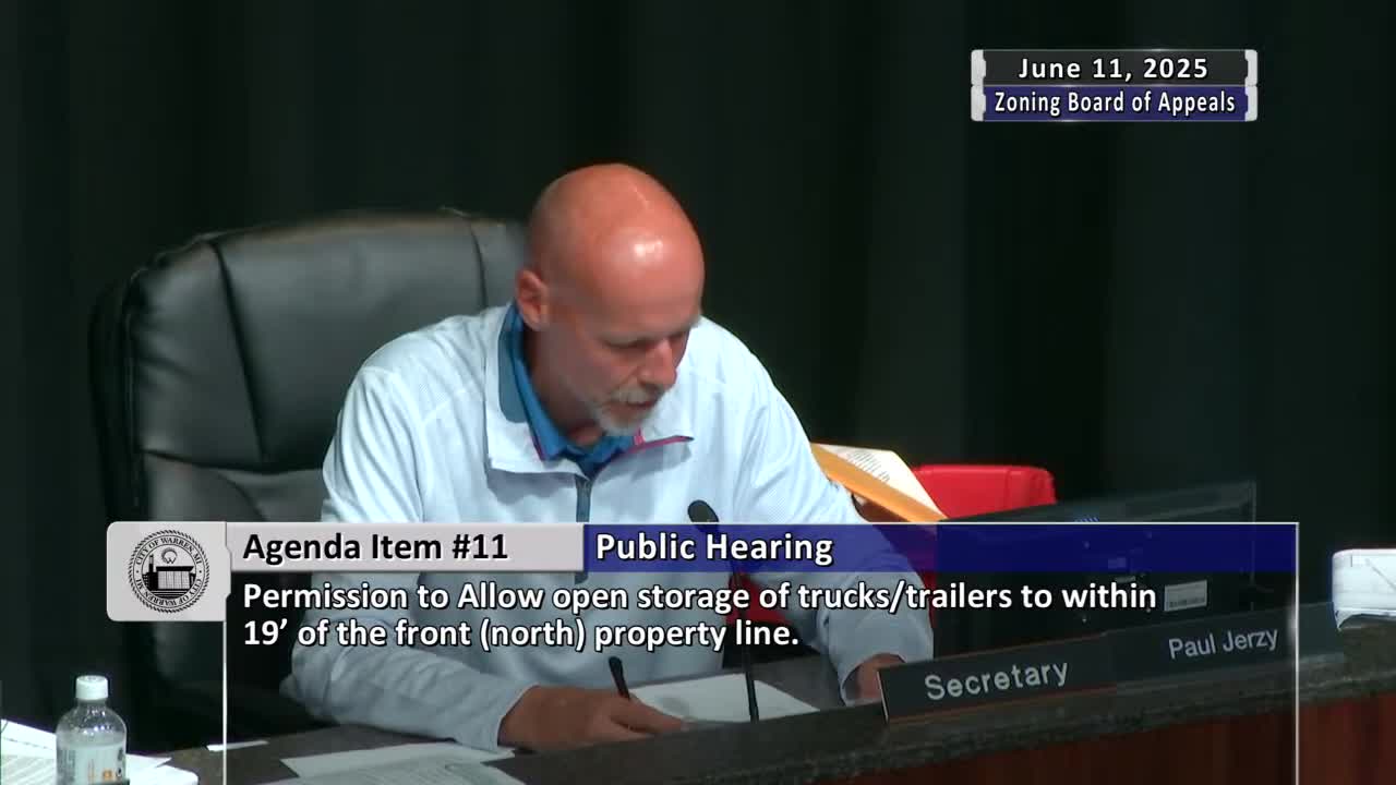 ZBA permits semi tractor‑trailer storage at 11 Mile property, rescinds prior outside‑storage variances