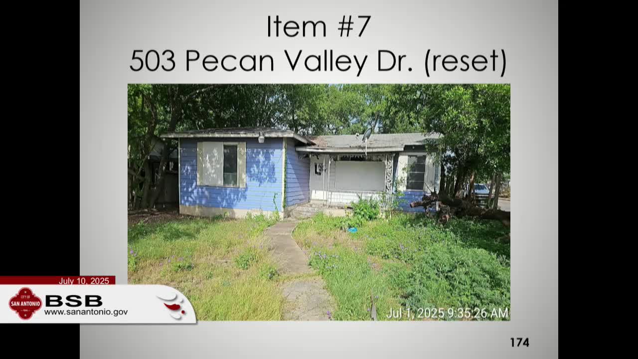 City staff recommends demolition of deteriorating structure at 503 Pecan Valley Drive