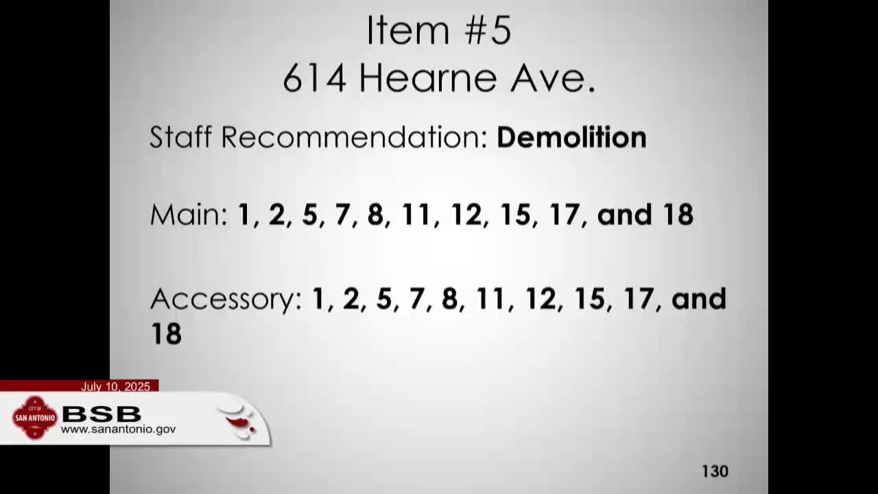 San Antonio Building Standard Board approves demolition of 614 Hearn Ave property