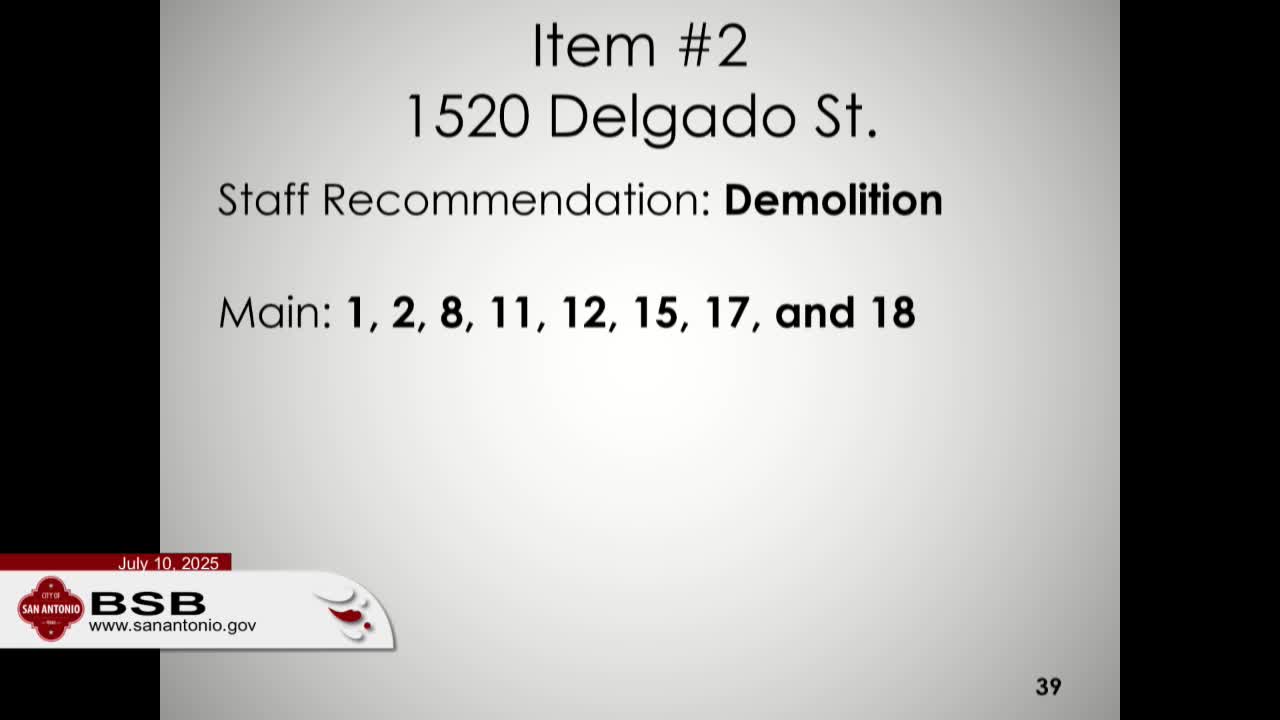 San Antonio Board orders demolition of 1520 Delgado Street as public nuisance
