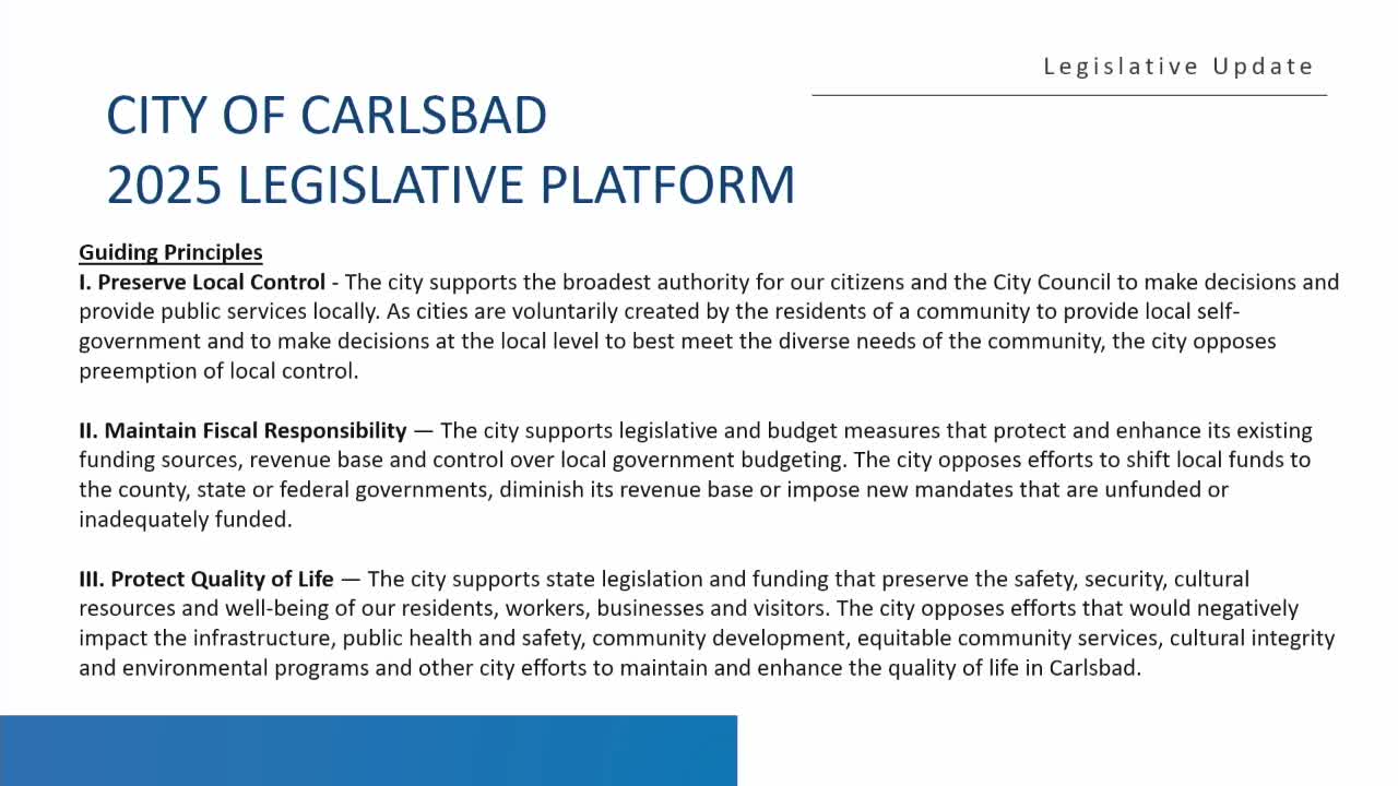 City Council prioritizes local control and fiscal responsibility in legislative platform