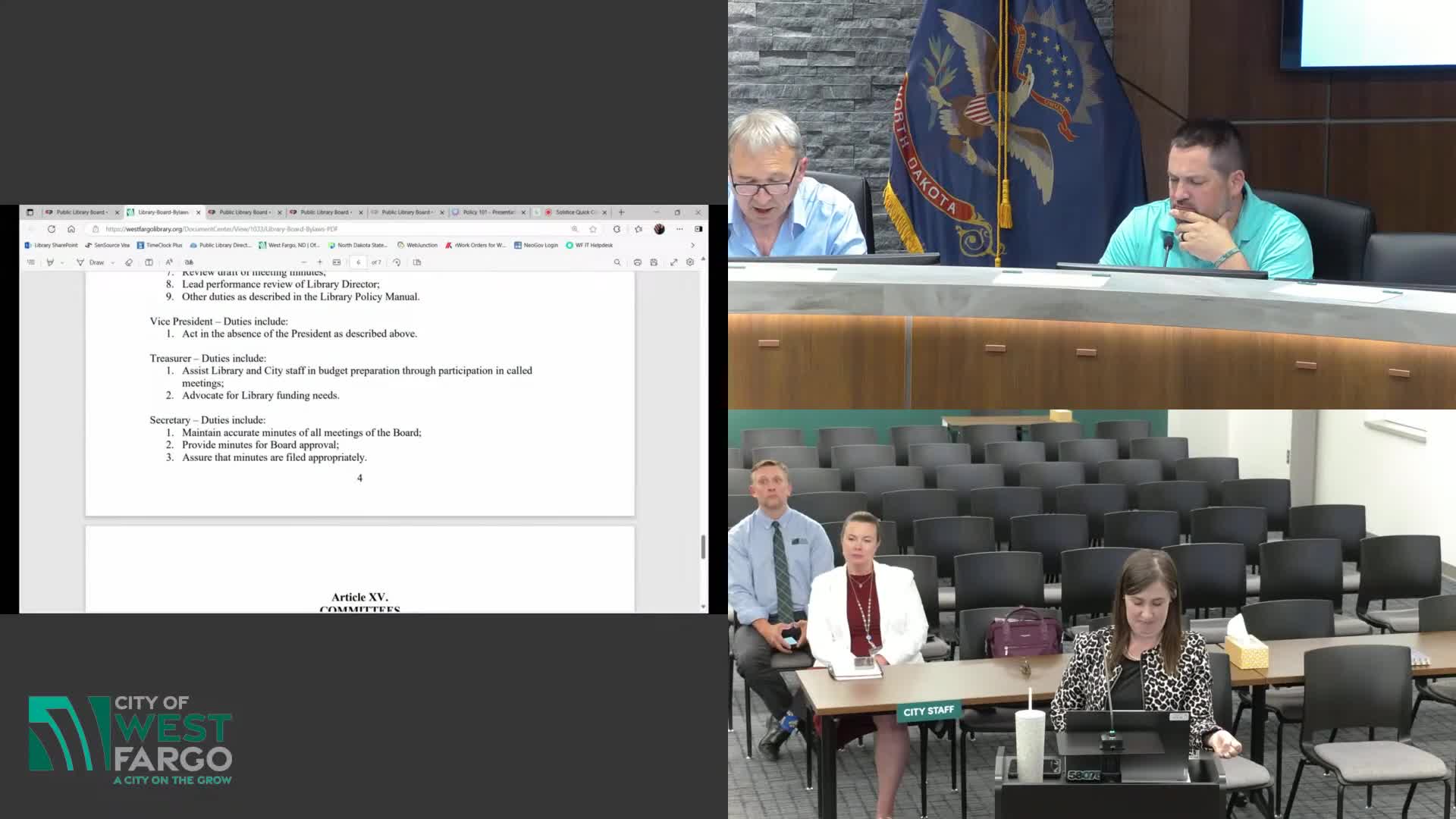West Fargo Library Board reviews email management for new members