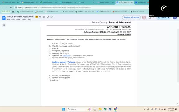 Adams County approves setback variance for Murphy home at 3487 West Third Court in Town of Jackson