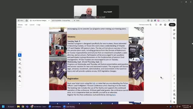 Board attorney reports no legislative changes affecting local pension plans; trustees reminded to file financial disclosures