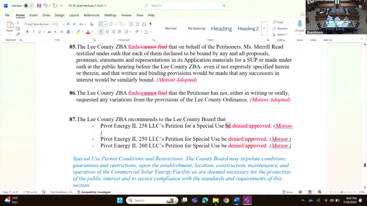 Lee County Zoning Board approves three petitions from Pivot Energy LLC