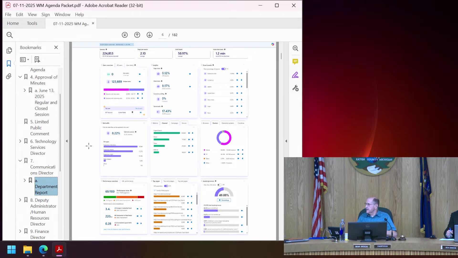 Communications director flags 225,000‑user web traffic, proposes county AI and social‑media policies