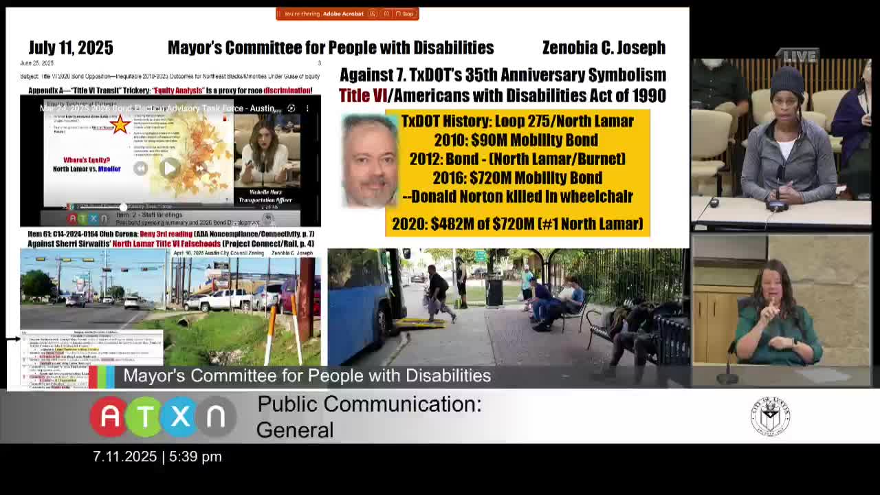 Zenobia highlights inequities on North Lamar and transportation service cuts in Austin