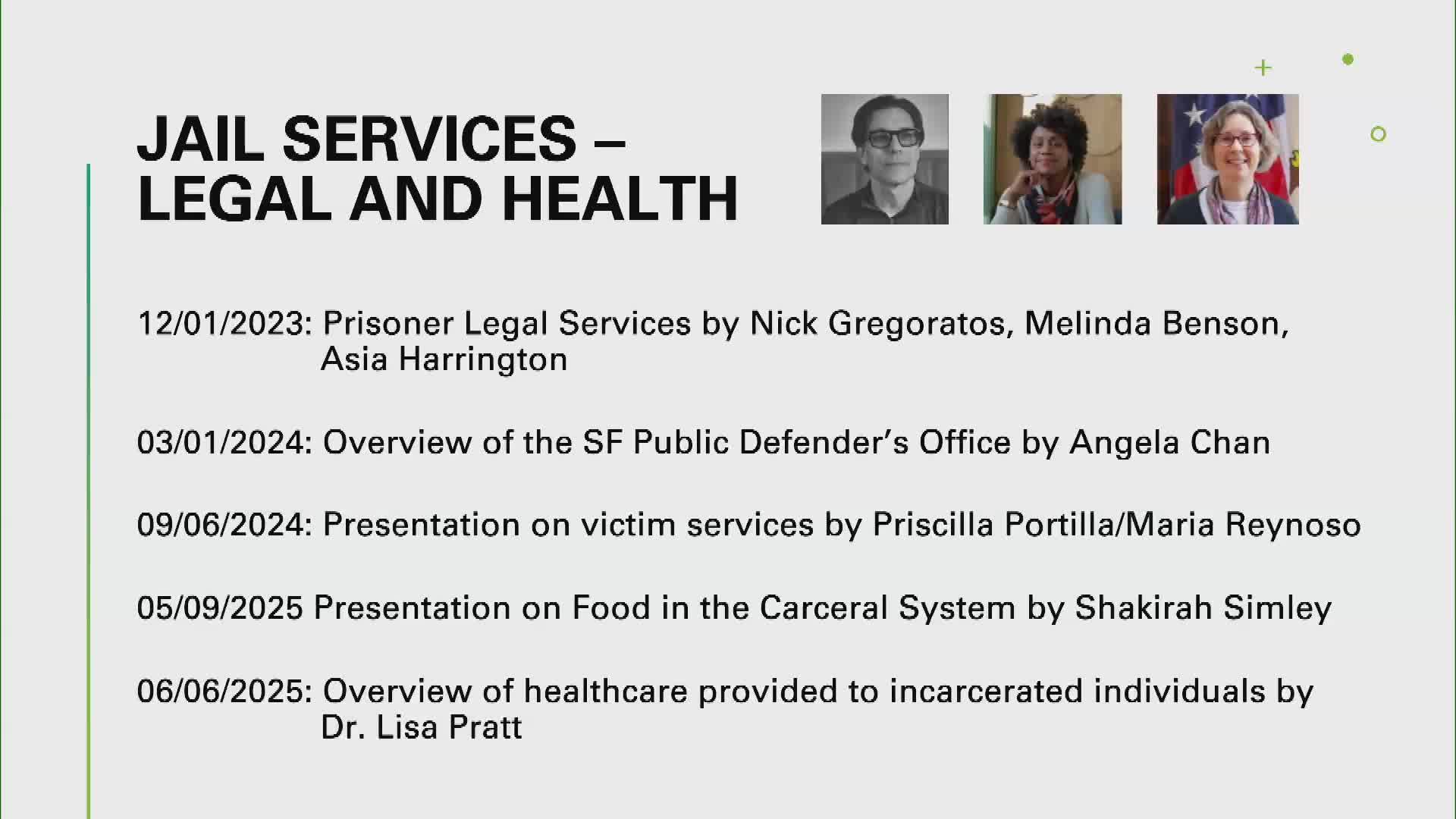 Oversight Committee reviews jail legal services and community impacts on reentry support