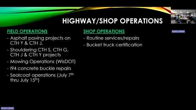 Dunn County highway staff report paving, chip-sealing and storm cleanup; several projects to open this week