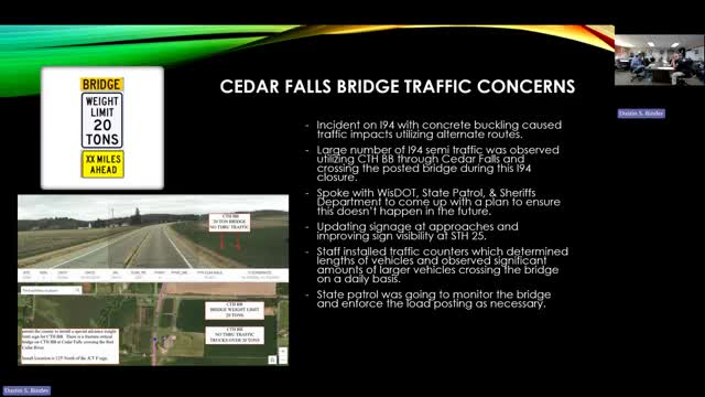 Interstate detours drive heavy trucks onto County Road BB; highway staff plan better signage and press for bridge replacement