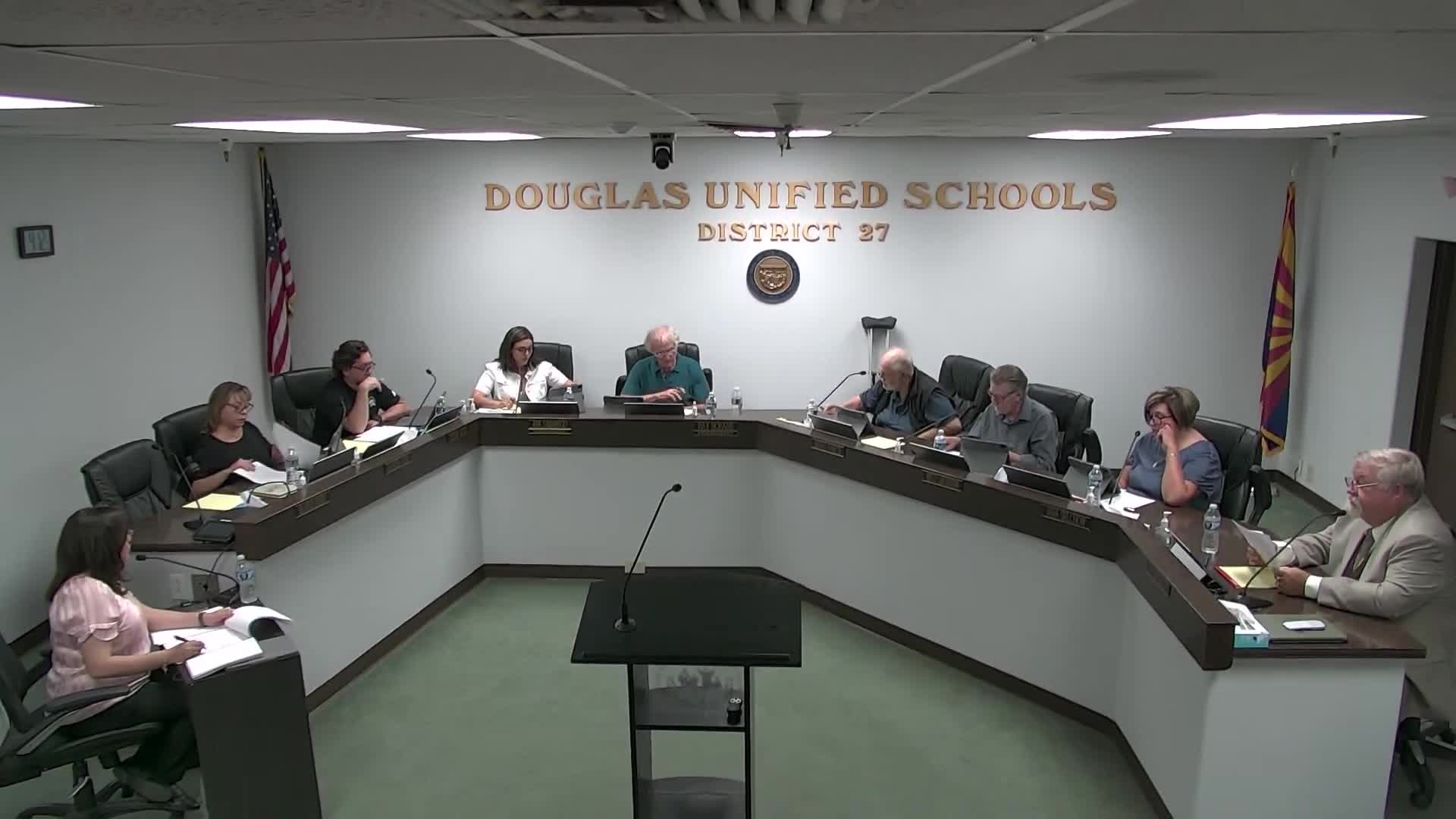 Douglas Unified board adopts device policy, approves budget and multiple personnel and school‑finance items