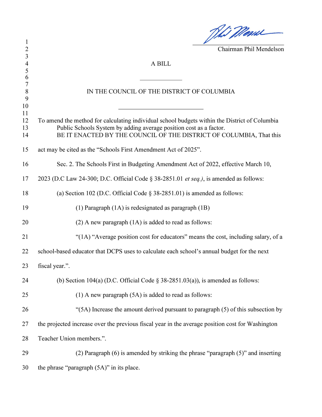 DC Council amends school budget calculation to include average position costs