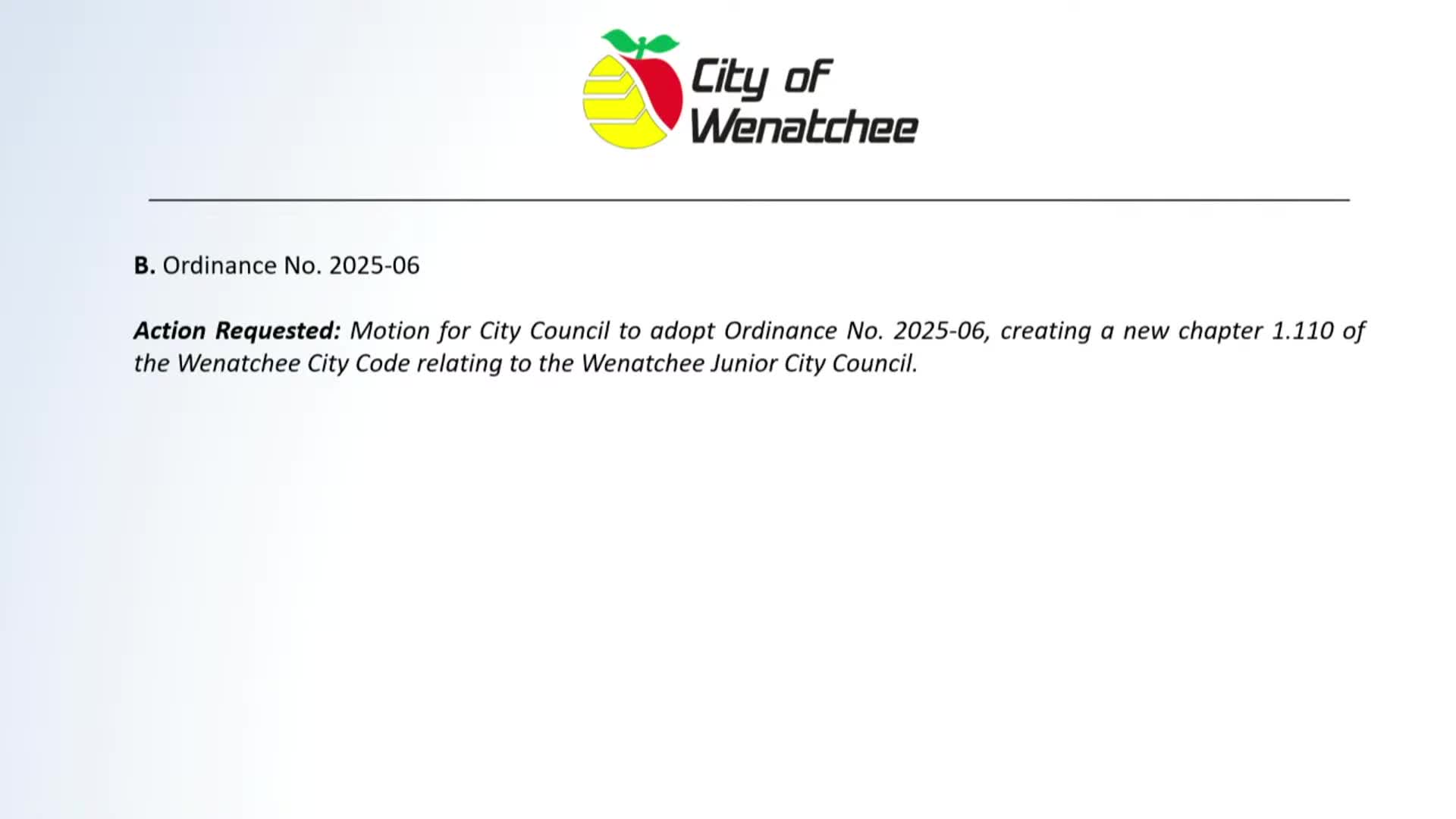 Wenatchee council adopts ordinance creating Junior City Council for high school students