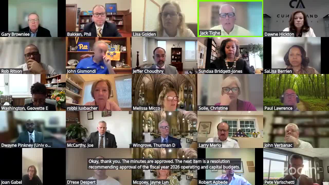 Pitt finance committee backs $3.2 billion FY2026 operating budget, modest tuition increases