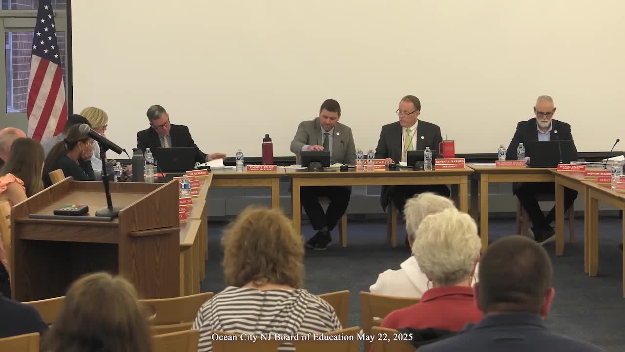 Ocean City school board advances multiple policy readings; one member opposes transgender policy amid public comments