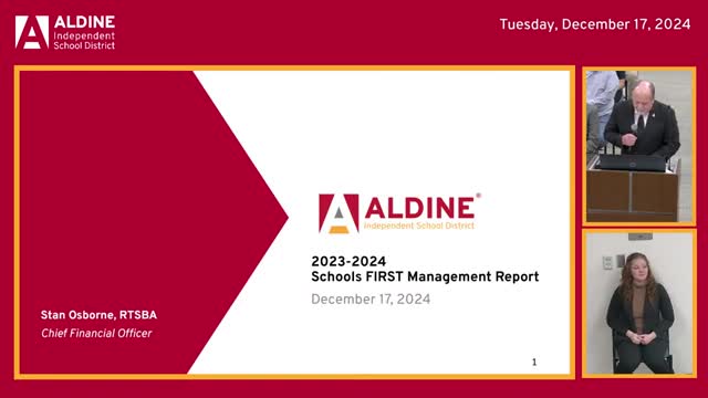 Aldine ISD achieves superior financial accountability rating in School FIRST system