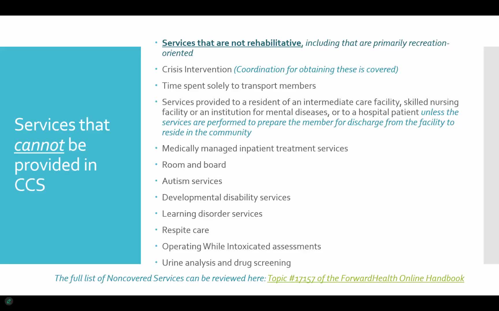 Service providers must pause CCS support during hospital stays