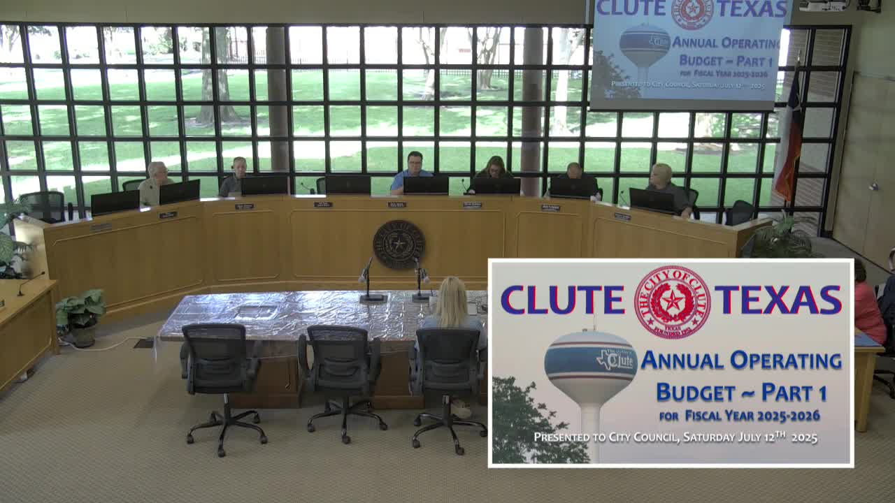 Clute council reviews FY2025–26 budget as FEMA reimbursements, rising health costs and large capital projects shape options