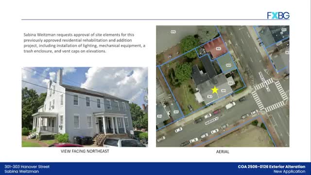 Sabina Weitzman seeks approval for site elements at historic Hanover Street dwellings