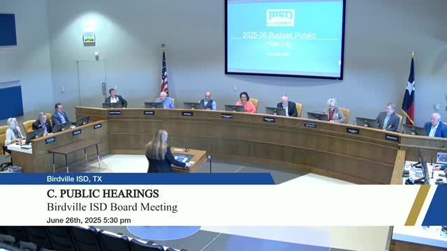 Birdville ISD board adopts 2025–26 budgets; schedules tax-rate adoption for Aug. 21