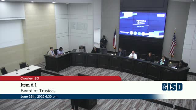 Crowley ISD reviews new education bills; administration readies policy changes and stakeholder input