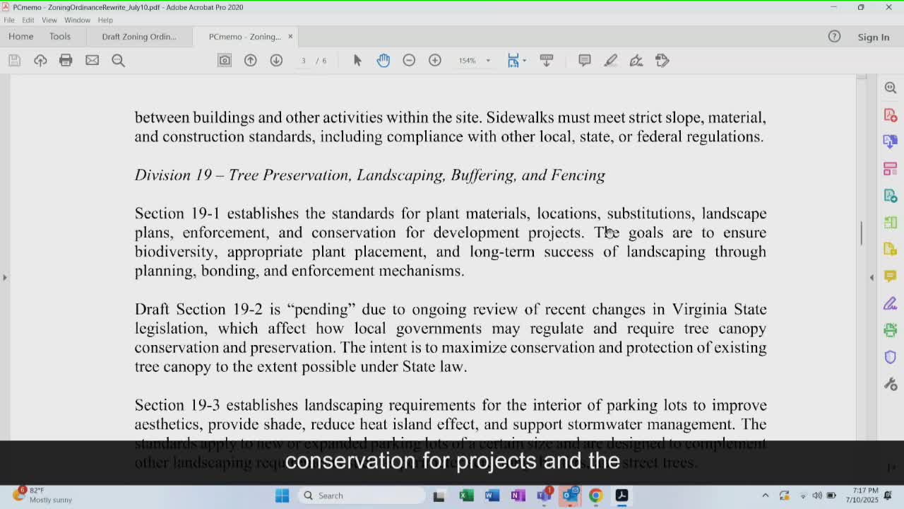 Division 19 establishes new tree preservation and landscaping standards