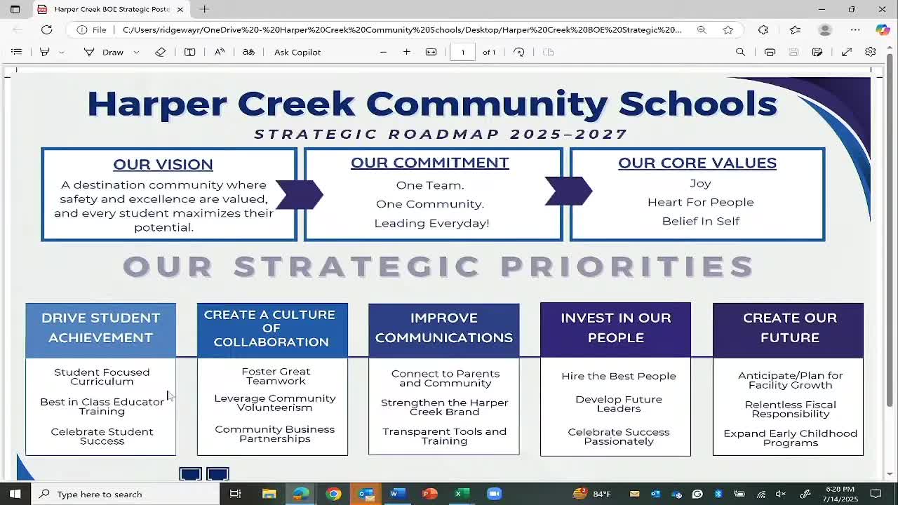 Harper Creek Schools unveil strategic plan focusing on professional development and volunteer system