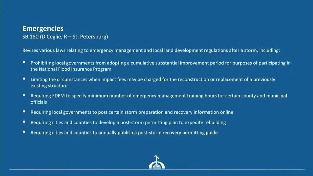 Florida Legislature enacts emergency management and land development regulation bills